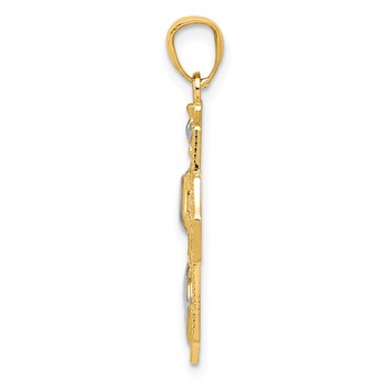 14k and White Rhodium Communion Cross with Dove and Praying Hands Pendant — alternate view