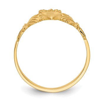 14K Satin and Diamond-cut Claddagh Ring — alternate view