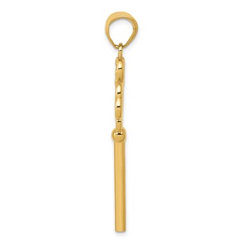 14K Polished 3D Hearts KEY TO MY HEART Key Charm — alternate view