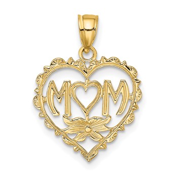 14K MOM in Heart Charm