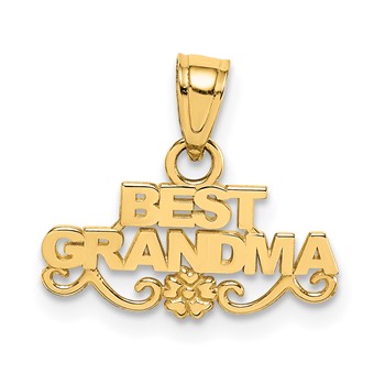 14k BEST GRANDMA with Flower Pendant
