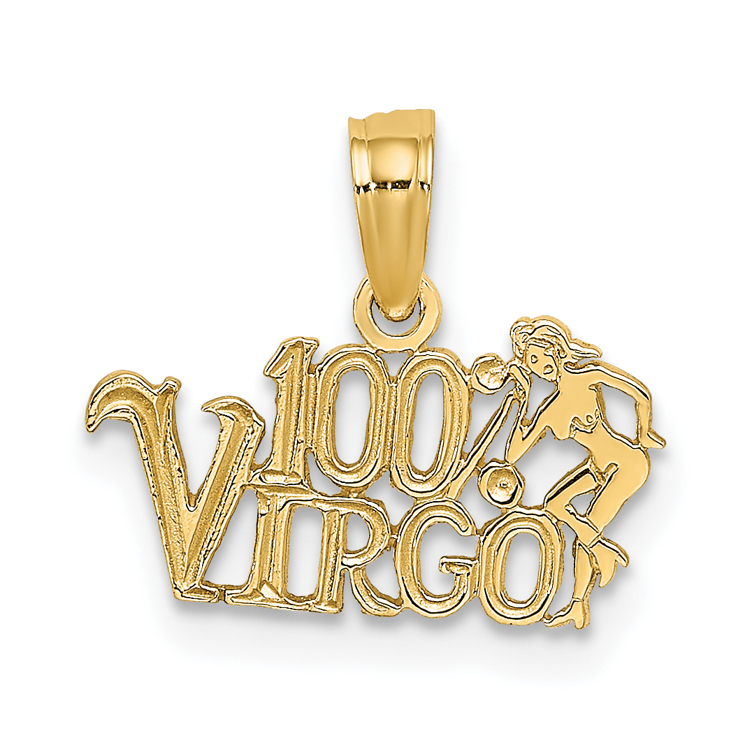 14k Solid Satin Polished Virgo Zodiac Oval Pendant - Quality Gold