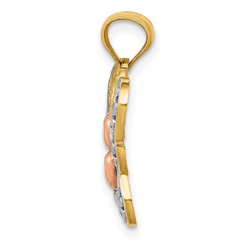 14k Two-tone with White Rhodium Butterfly with Hearts Pendant — alternate view