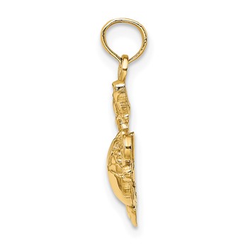 14k Polished / Textured Small Marine Corps Charm — alternate view