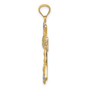 14K with White Rhodium Reversible with GOD LOVE Cross Pendant — alternate view