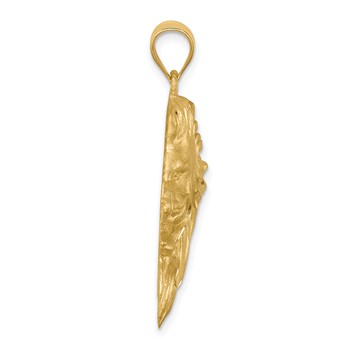14K Brushed Diamond-cut Lion Head Pendant — alternate view