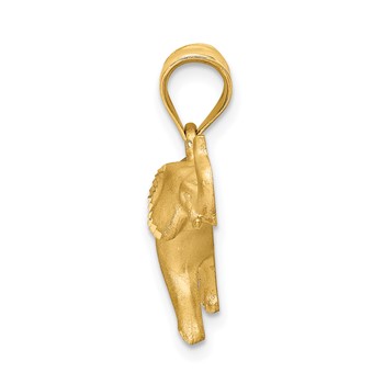 14K Brushed Diamond-cut Elephant Pendant — alternate view