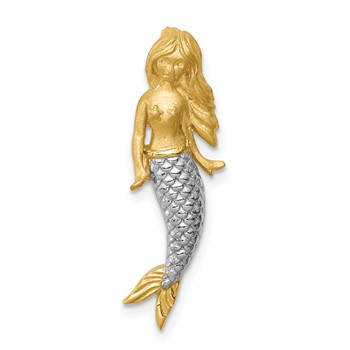 14K and White Rhodium Brushed Mermaid Chain Slide
