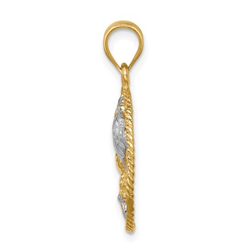 14K and White Rhodium Polished Sealife Pendant — alternate view