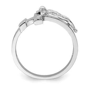14K White Gold Polished INRI Crucifix Ring — alternate view