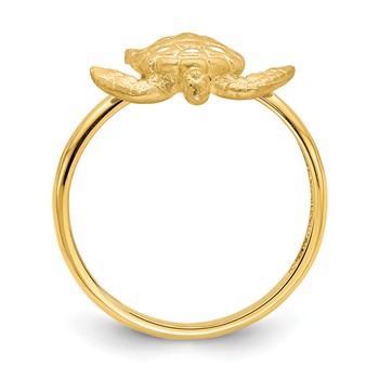 14K Brushed and Polished Diamond-cut Turtle Ring — alternate view