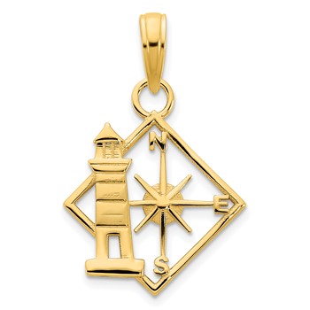 14k Lighthouse Compass Pendant