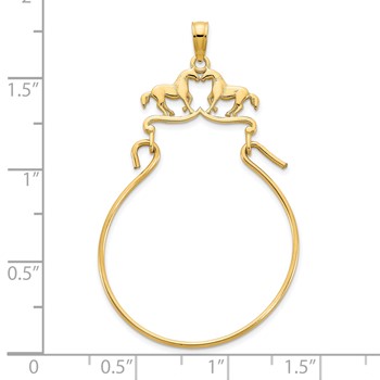 14k Two Horses Charm Holder Pendant — alternate view