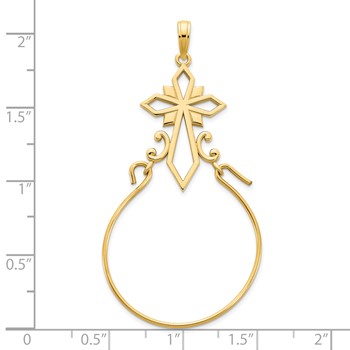 14k Fancy Cross Charm Holder Pendant — alternate view