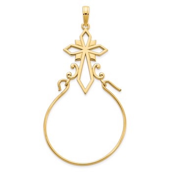 14k Fancy Cross Charm Holder Pendant