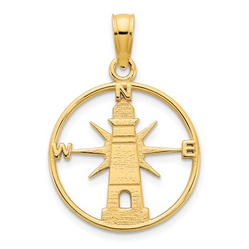 14k Lighthouse in Circle Charm
