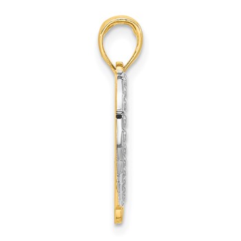 14k and White Rhodium Polished Heart Pendant — alternate view