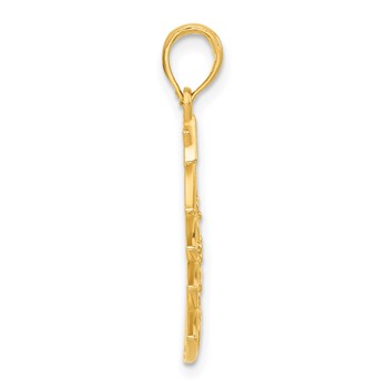 14k Polished Fancy Scrolled Christmas Tree Pendant — alternate view