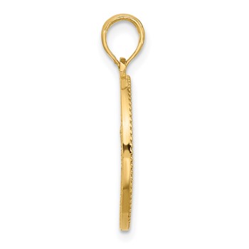 14K Polished Circle with Tree Charm — alternate view