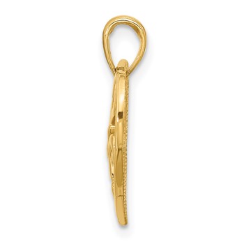 14K Polished Fancy Flower and Heart Charm — alternate view