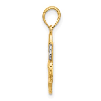 14K with Rhodium Polished Fancy Heart and Swans Charm — alternate view