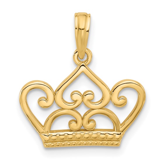 Silver-Plated Filigree Crown Charm with Rhinestones