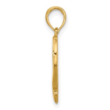 14K Polished Awareness Ribbon and Heart Charm — alternate view