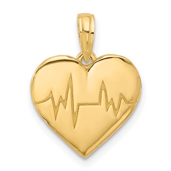 14K Polished Fancy EKG Heartbeat Charm