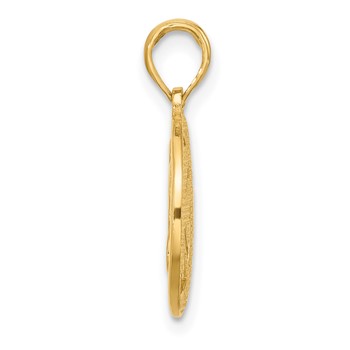 14K Polished Fancy Shamrock in Circle Charm — alternate view