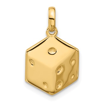 14k Polished Dice Charm
