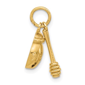 14k Fancy HONEY Pot With Dipper Charm — alternate view