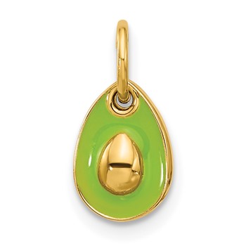 14k 3-D Green Epoxy Fancy Avocado Charm