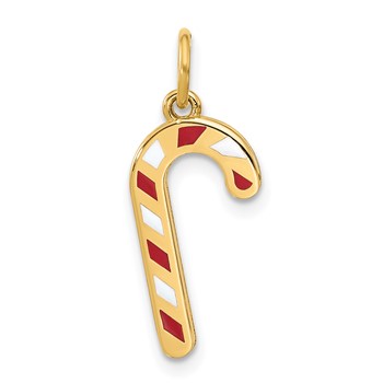 14k Enameled Candy Cane Charm