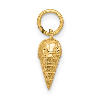 14k Fancy Ice Cream Cone Charm — alternate view