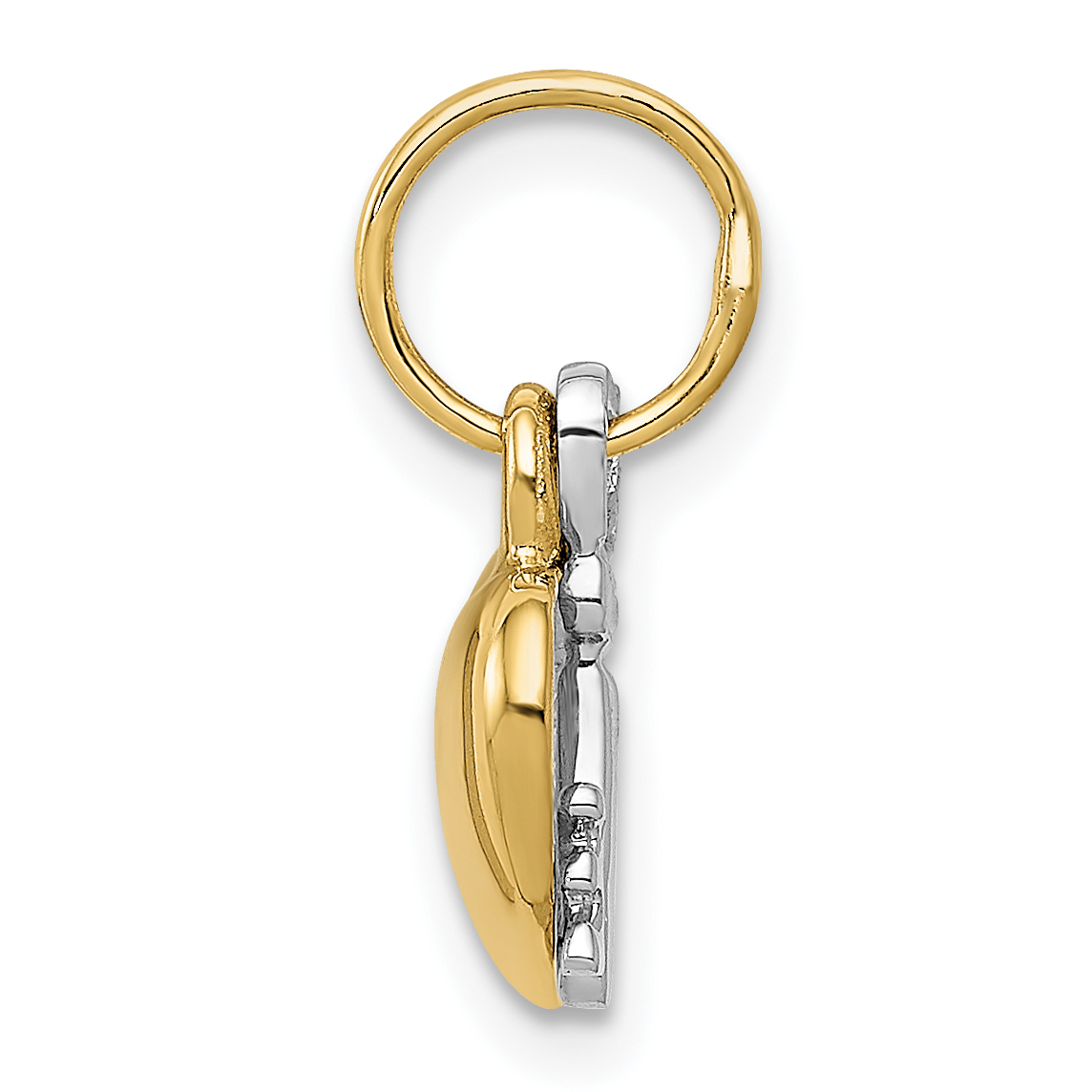 Moveable Key and Heart Lock Charm Pendant 14k Two-tone Gold 15x9mm Solid detailed image 2