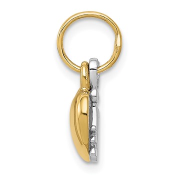 14K Two-tone Polished Moveable Key and Heart Lock Charm — alternate view