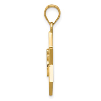 14k Solid Polished Chai in Star of David Charm — alternate view