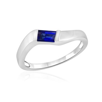 10k Yellow Gold Emerald-shape Synthetic Blue Sapphire Band