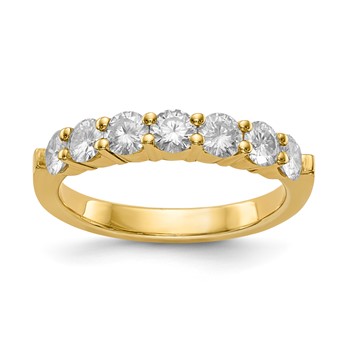 Sterling Silver Gold Plated 3.50mm Round Moissanite 7 Stone Band