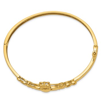 14k Polished Claddagh 4.00mm Hinged Oval Bangle Bracelet — alternate view