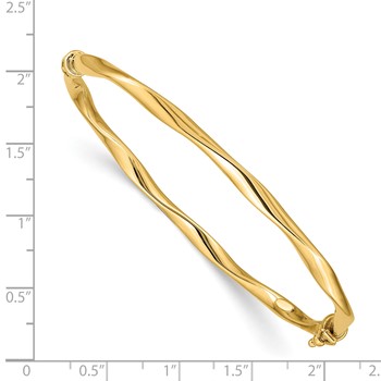 14k Polished Twisted Tube 4.00mm Hinged Oval Bangle Bracelet — alternate view