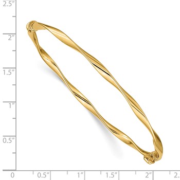 14k Polished Twisted 3.00mm Hinged Oval Bangle Bracelet — alternate view
