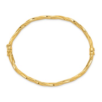 14k Polished Twisted 3.00mm Hinged Oval Bangle Bracelet — alternate view