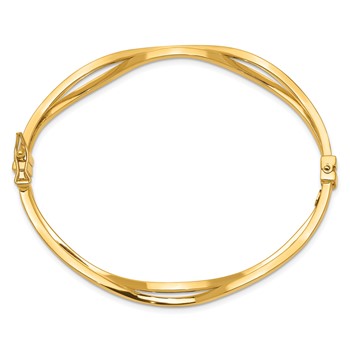14K Polished Wavy 7.00mm Hinged Oval Bangle Bracelet — alternate view