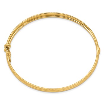 14k D/C Textured Hinged Bangle — alternate view