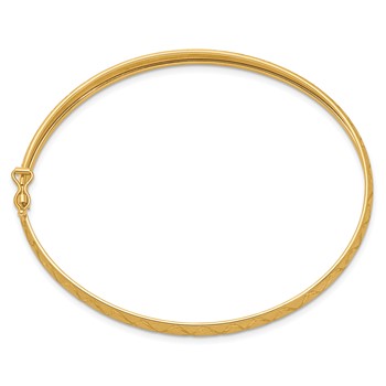 14K Satin D/C X-Pattern Oval Flexible Bangle — alternate view
