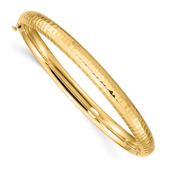 14k 3/16 Hammered 4.75mm Hinged Childrens Bangle