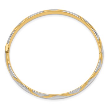 14k and White Rhodium 3/16 Criss-Cross 4.75mm Hinged Childrens Bangle — alternate view