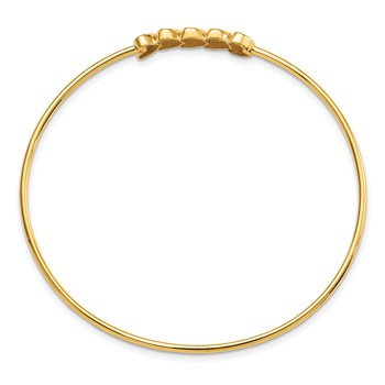 14K and White Rhodium Polished Diamond-cut Hearts 1.50mm Slip-on Round Bangle Bracelet — alternate view