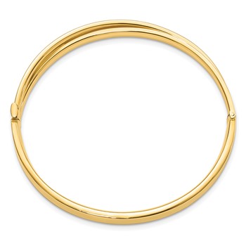 14k 4/16 Polished Criss-Cross 3.65mm Hinged Oval Bangle Bracelet — alternate view